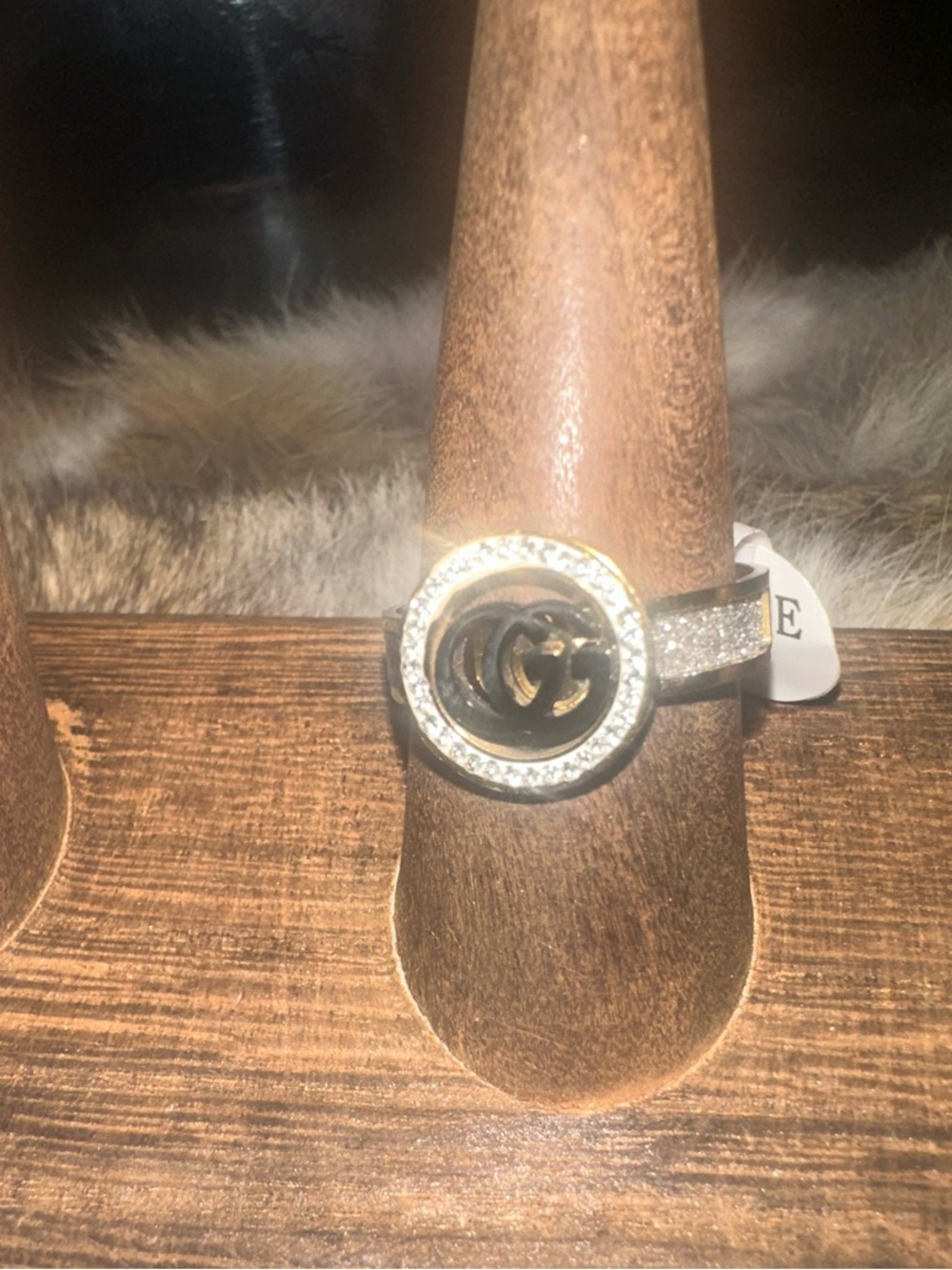 LSJ Black Logo Inspired Gold and Black Interlocking CZ Ring